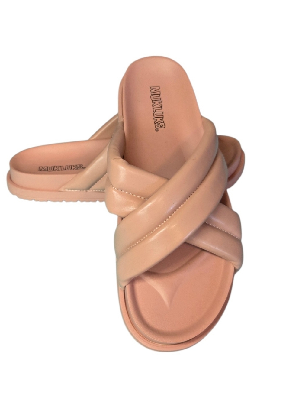 MUK LUKS Women's Pink Tidal Wave Slide Sandals